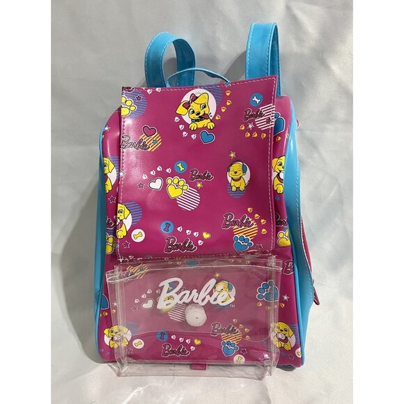 Mattel Barbie Purse Bag Kids Backpack Yellow Dog Carrier Blue Pink Vinyl - Picture 1 of 9